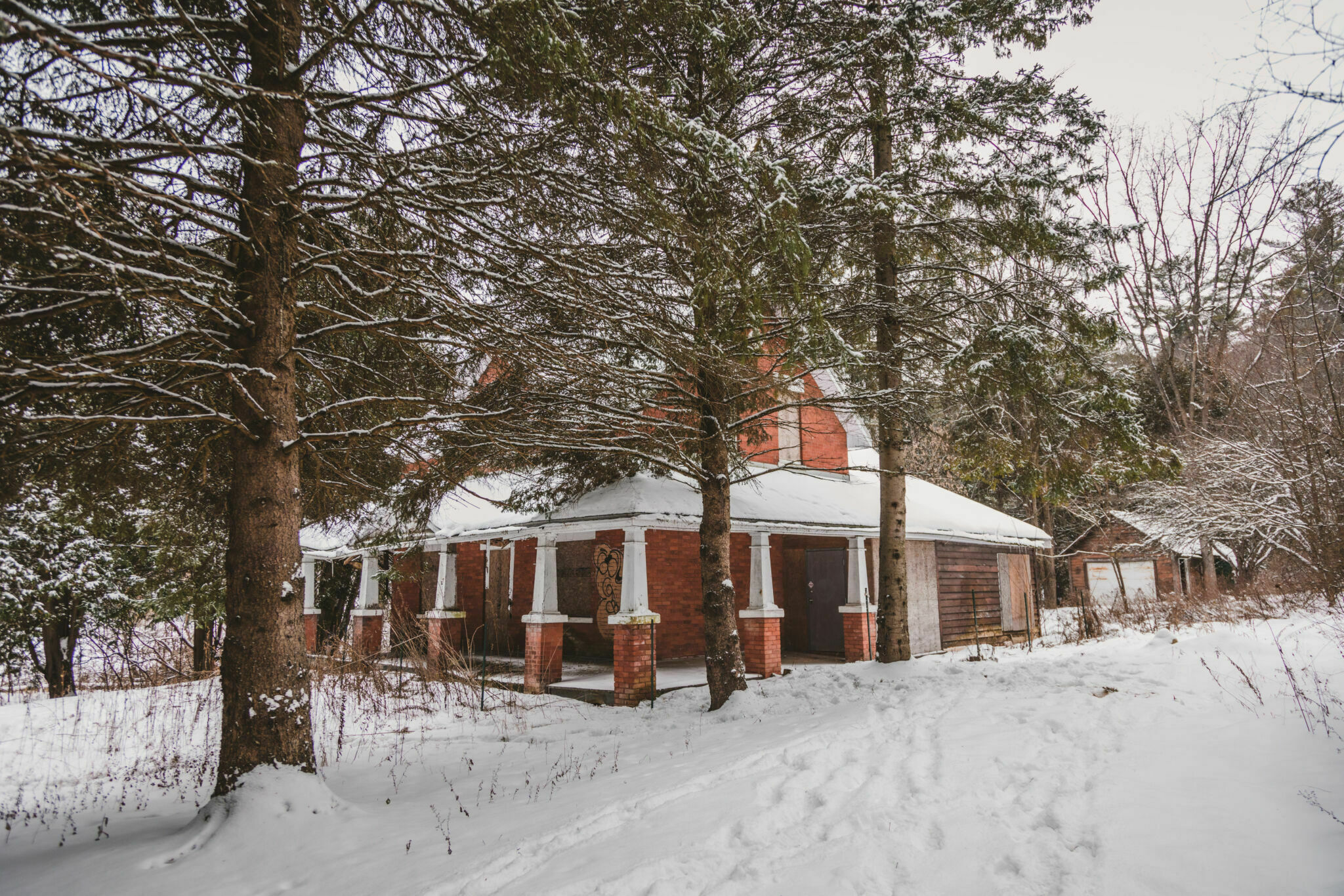 Exterior view of 108 Pine Road in winter
