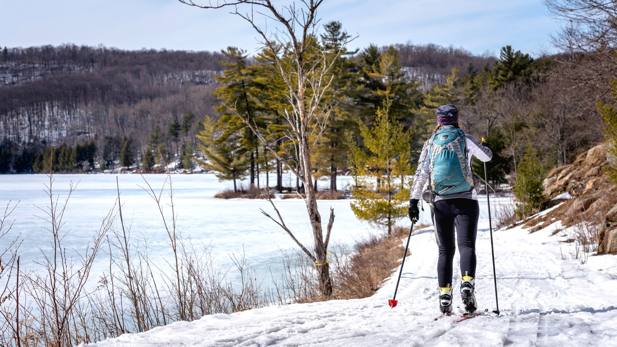 Cross-country skiing in the Philippe Lake area.