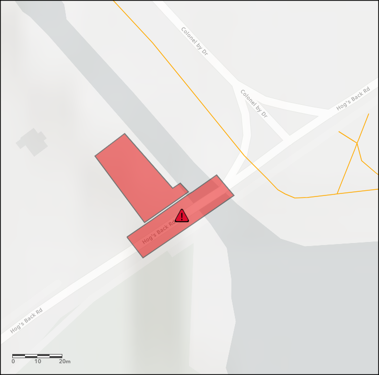 Map showing the closed area. The link leads to an interactive version of the map.