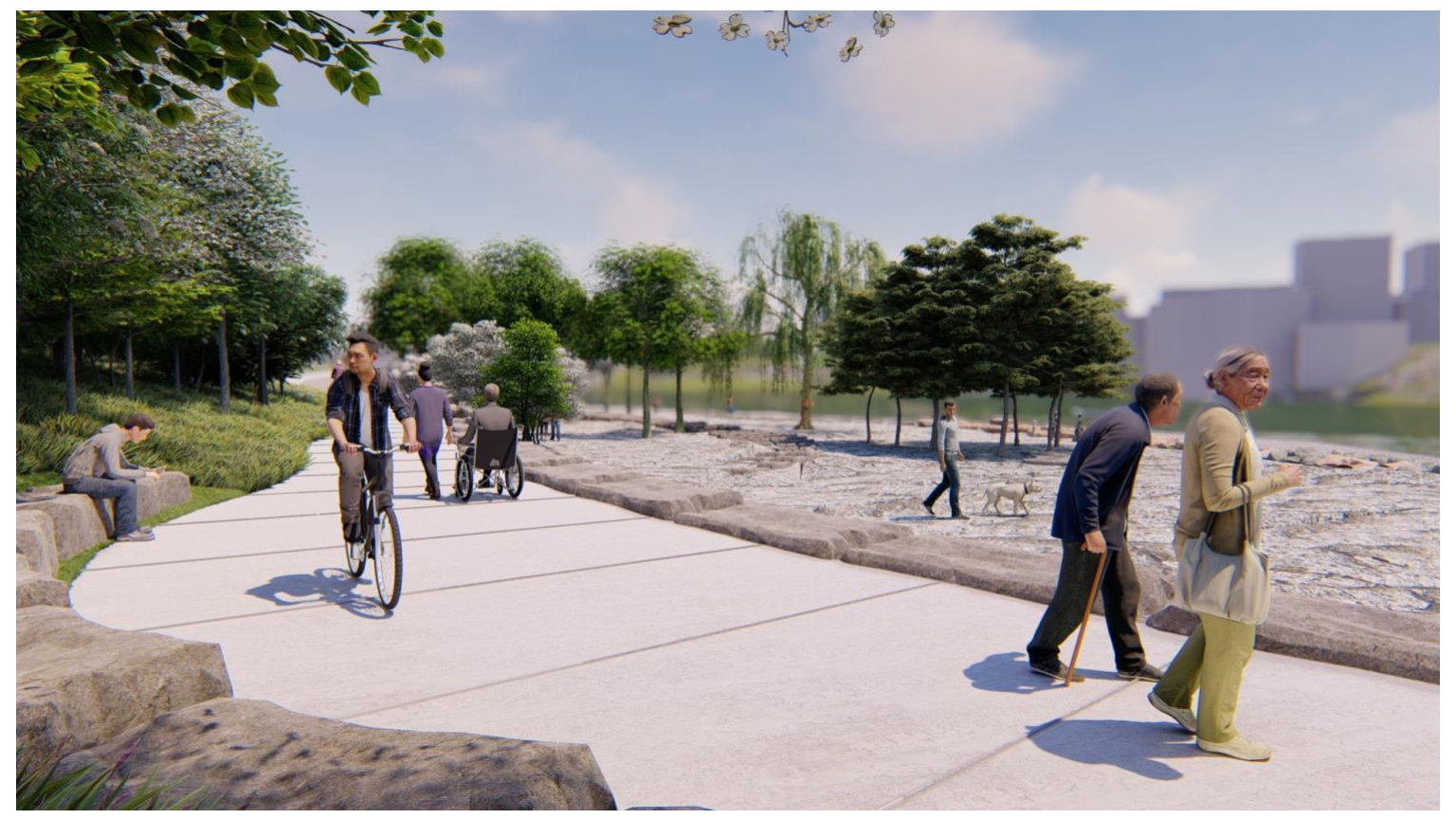Rendering of the universally accessible pathway.