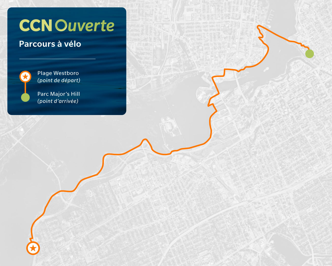 Carte qui montre le parcours à vélo