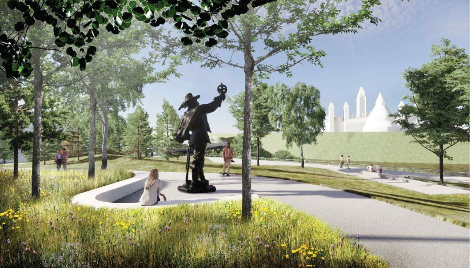 Rendu du nouvel emplacement de la statue de Samuel de Champlain