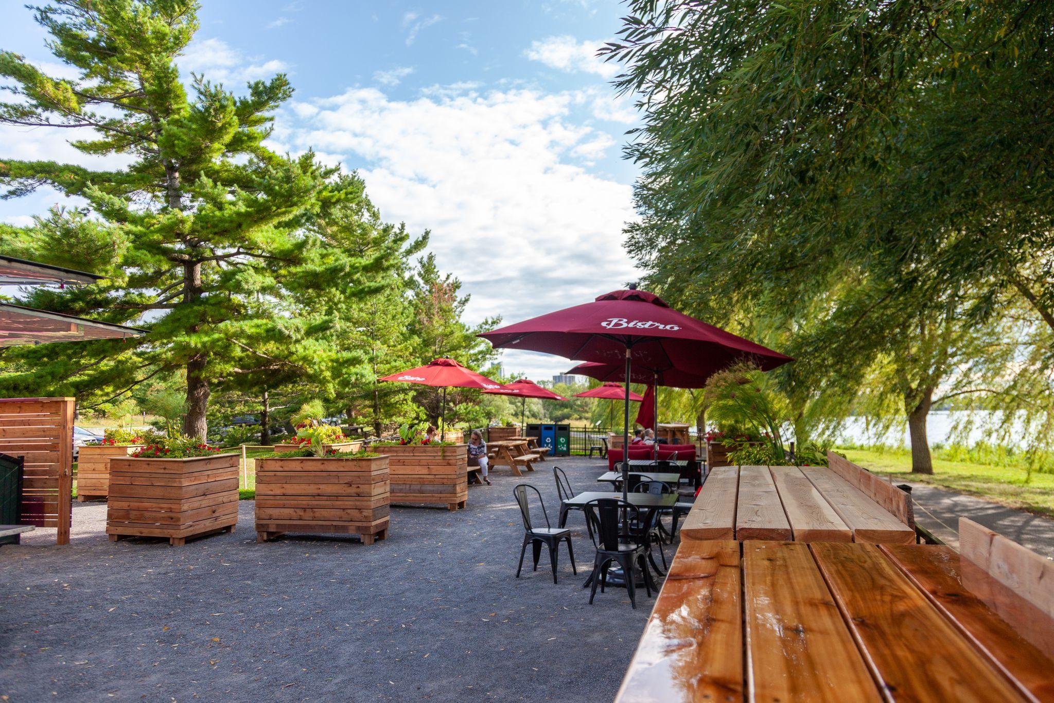 Bistro patio at Remic Rapids Park.