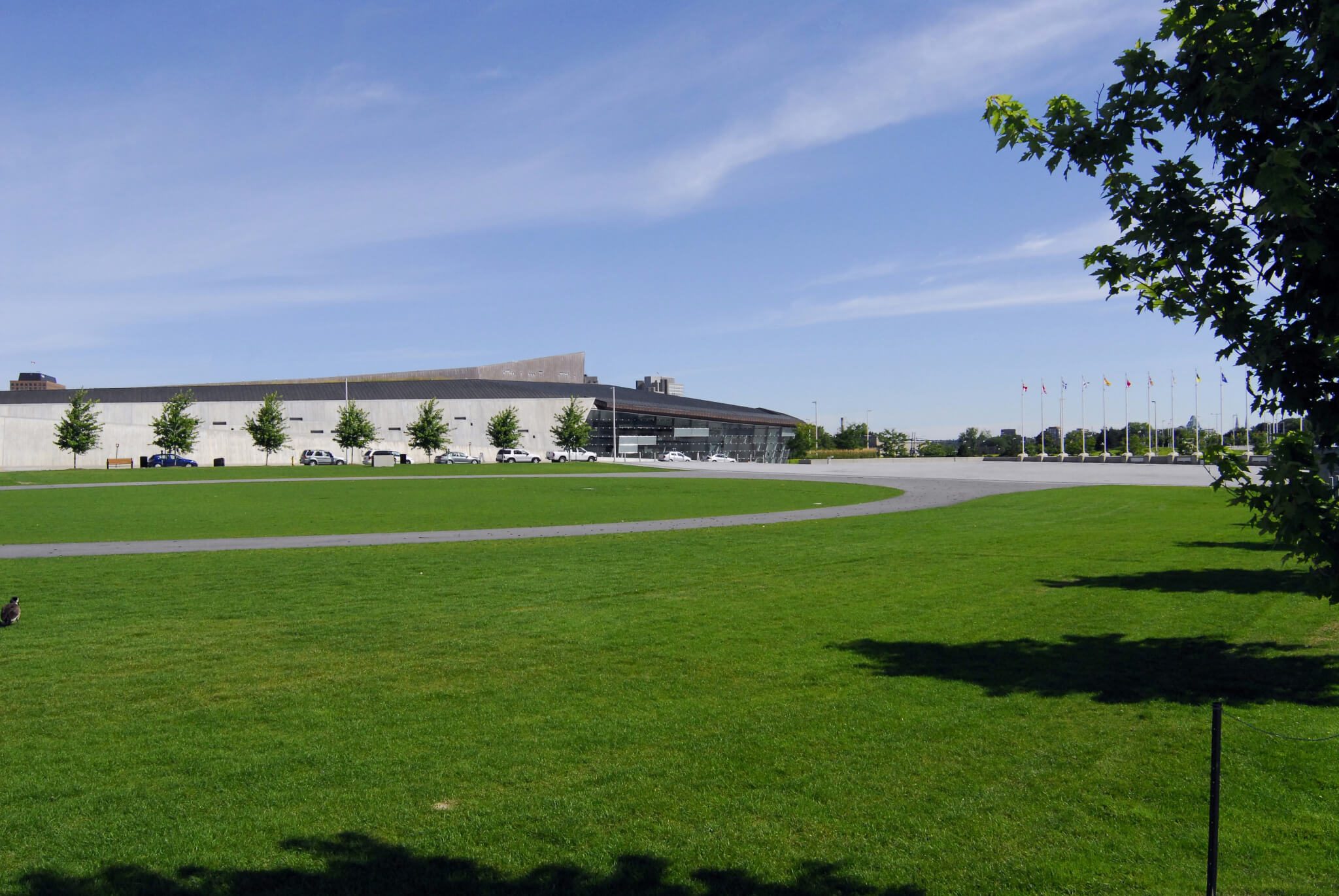LeBreton Flats Park, with a view of the National War Museum.