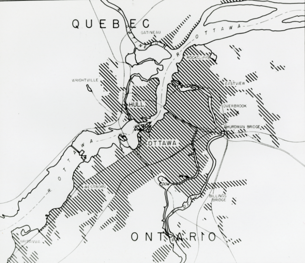 Ottawa et Hull. 1945. Crédit : Bibliothèque et Archives Canada / E999913861