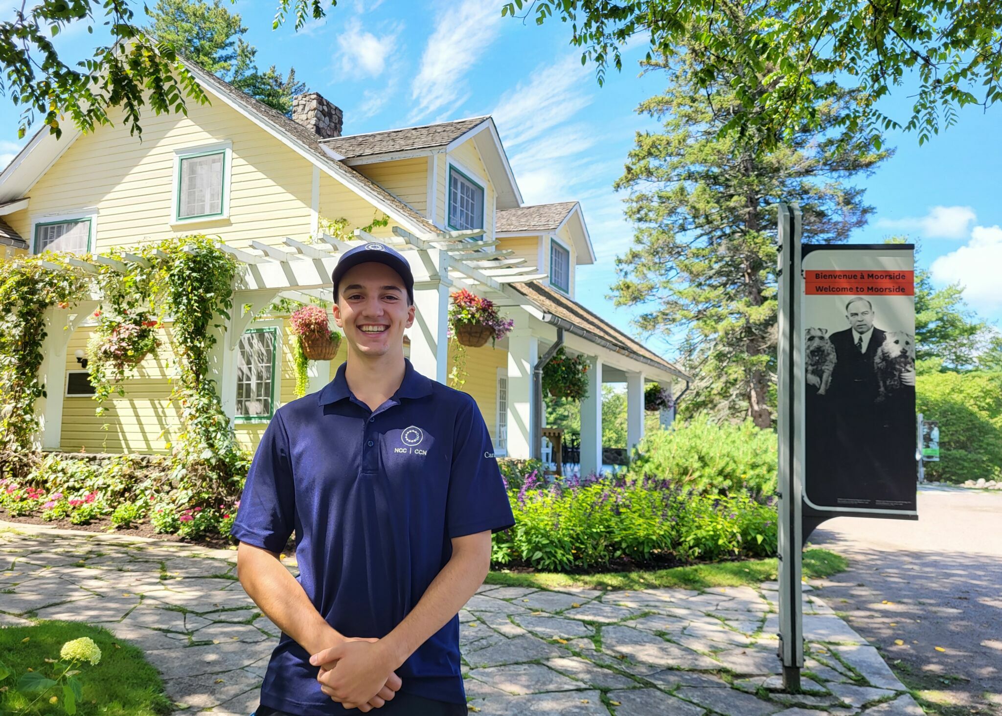 Renaud St-Onge, Visitor Experience Officer, on Mackenzie King Estate grounds.