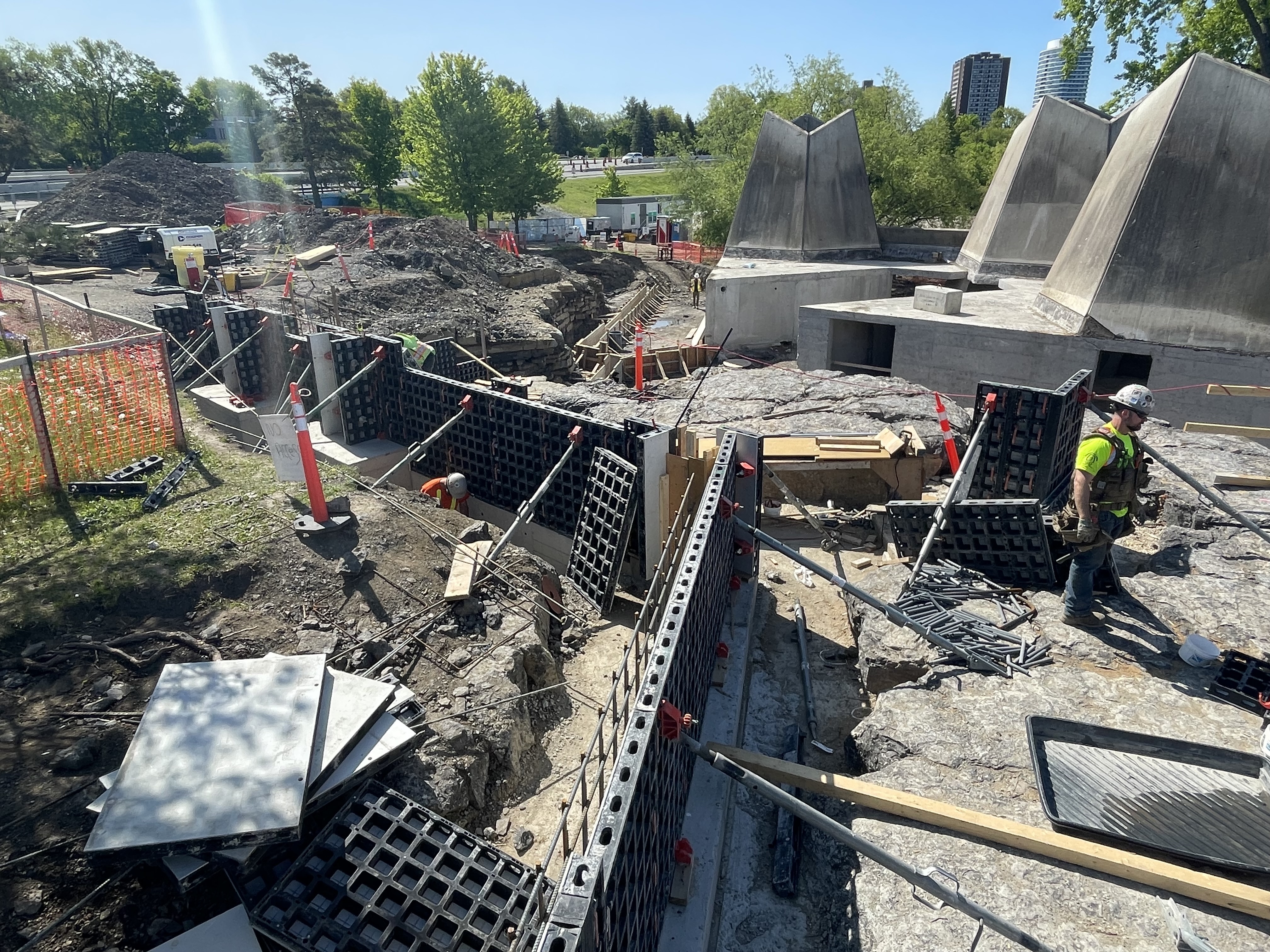 Foundation work for the new net-zero pavilion (restaurant and community space)
