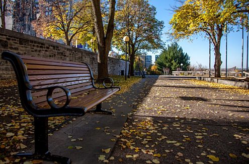 Some of the benches in the Garden of the Provinces and Territories.