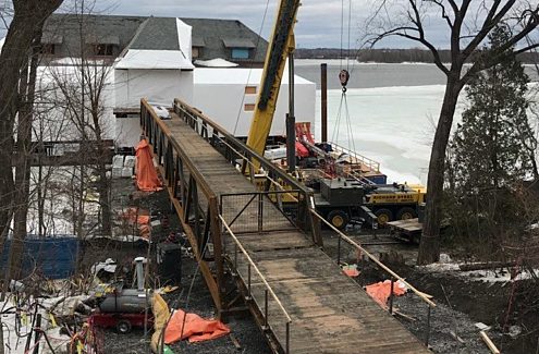 At the National Capital River Pavilion, the pedestrian bridge has been installed and structural support work had been ongoing within the building.