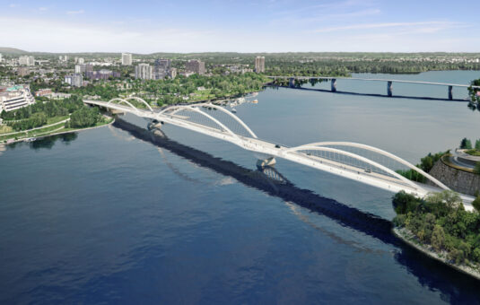 Artistic rendering of Motion, the preferred concept for the replacement of the Alexandra Bridge.