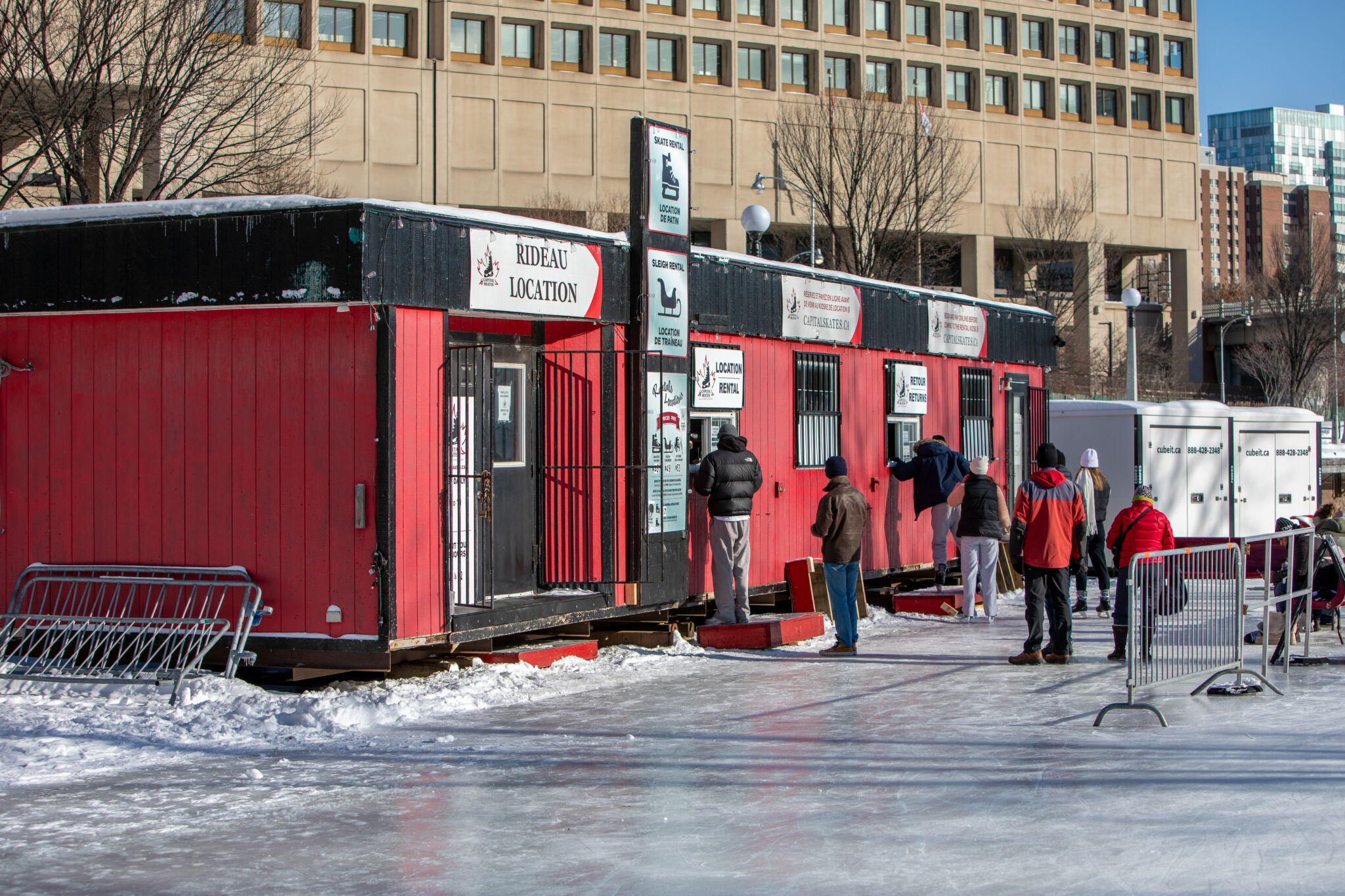 Capital Skates equipment rental booth on the Rideau Canal Skateway.