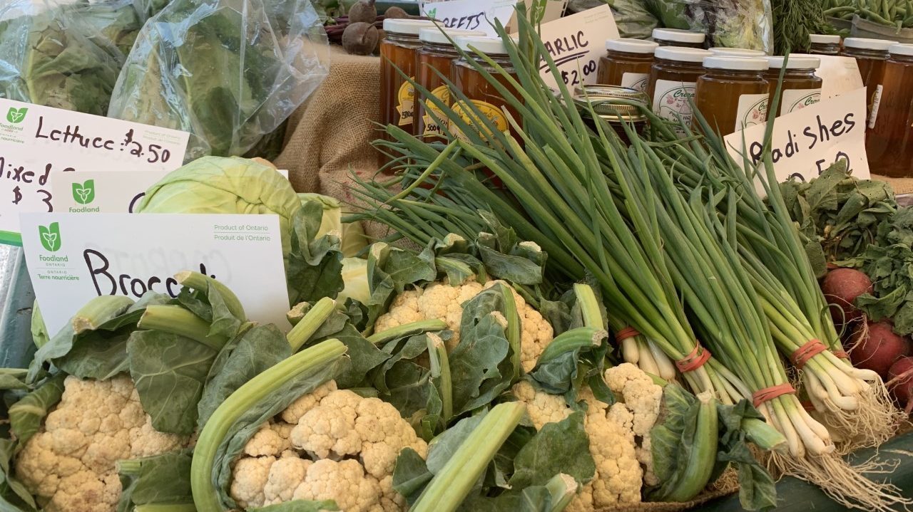 Fresh vegetables on a market table