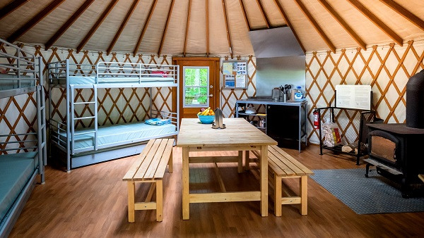 Interior of a yurt in Gatineau Park
